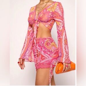 Tiger Mist Jordie skirt set in pink paisley